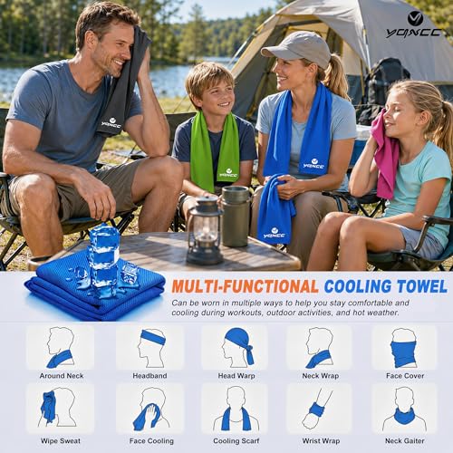 YQXCC 4 Pack Cooling Towels 40"x12", Cold Cool for Neck & Face | Cooling Neck Wraps, Soft Breathable Microfiber Chilly Towels, Ideal for Gym, Yoga, Golf, Running, Camping & Hot Weather - color: Light Blue*2 + Rose Red*2