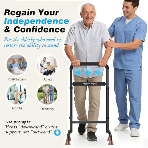 Stand Assist Aid for Elderly, Couch & Chair, Fits Tight Spaces | 17.5" Wide Iron Base Adjustable 29.5"-38.7", 450LB Heavy Duty Safe Stand Assist for Seniors & Recovery - color: Black