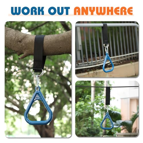 LadyRosian Trapeze Bar Swing Monkey Bars Hanging Ninja Rings Warrior Slackline Obstacle Course Kits for Kid Playground Equipment Accessories (Blue) - color: Blue