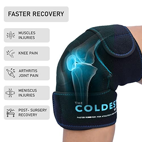 Coldest Knee Ice Pack Wrap, Hot and Cold Therapy - Reusable Compression for Meniscus Tear, Injury Recovery, Sprains, Swelling, Ice Packs After Surgery, Rheumatoid Arthritis, ICY Cold Brace - 2 Pack - size: 2 Count (Pack of 1)