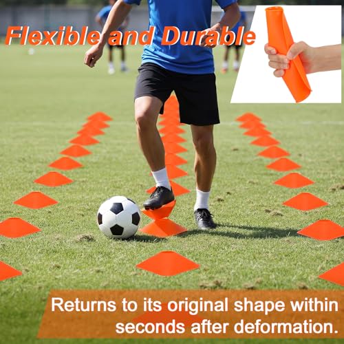 50 Pack 2 Inch Square Mini Cones for Sport Heavy Duty Agility Training Small Soccer Cone Field Marker Practice Equipment for Football Basketball Coaching Team Activities Speed - color: Orange