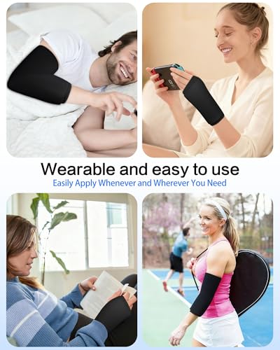 Wrist Elbow Ice Pack Wrap, Reusable Ice Pack Gel Compression, Slip-On Design,Long Lasting Cold & Warm for Pain Relief and Recovery of Elbow/Hand, Carpal Tunnel, Arthritis, Swelling(Large) - color: Dark Black, size: L-Standard