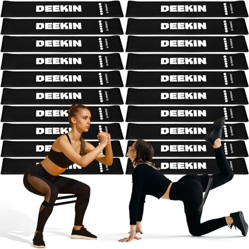 Deekin 20 Pcs Resistance Bands Resistance Loop Exercise Bands Exercise Equipment Elastic Drap Ring for Women and Men Home Fitness, Gym, Yoga - color: Black, size: 40-50 lbs