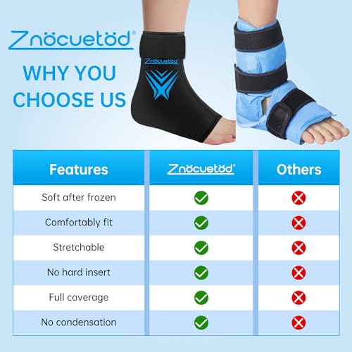Ankle Ice Pack Wrap for Swelling, Reusable Foot Heel Gel Ice Pack for Injuries Sprained, Hot Cold Therapy Sock Compression for Plantar Fasciitis Pain Relief, Achilles Tendonitis - style: Ankle-Black