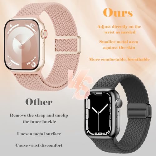4 Pack Magnetic Stretchy Braided Sport Loop for Apple Watch Band Women Men | Nylon Elastic Strap Compatible with iWatch Series 11/10/9/8/SE/7/6/5/4/Ultra 3 2 for 38mm 40mm 41mm 42mm 44mm 45mm 46mm 49mm - color: Black/Pearl White/Blue Grey/White, size: 42/