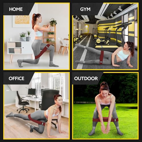 Tribe Lifting Resistance Bands for Working Out - 3 Pack Fabric Workout Bands for Women and Men - Booty Bands for Legs and Glute - Non Slip Exercise Bands Set for Squat Hip Thigh - color: Heavy Red