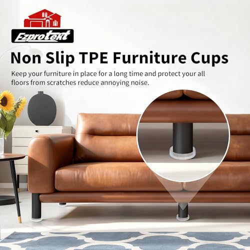 Ezprotekt Non Slip Furniture Pads, 12 Pcs 2" Anti Slip Rubber Caster Cups, Anti Skid Furniture Coasters for Hardwood Floors, No Slide Furniture Gripper, Furniture Stoppers to Prevent Sliding (Clear) - color: Clear