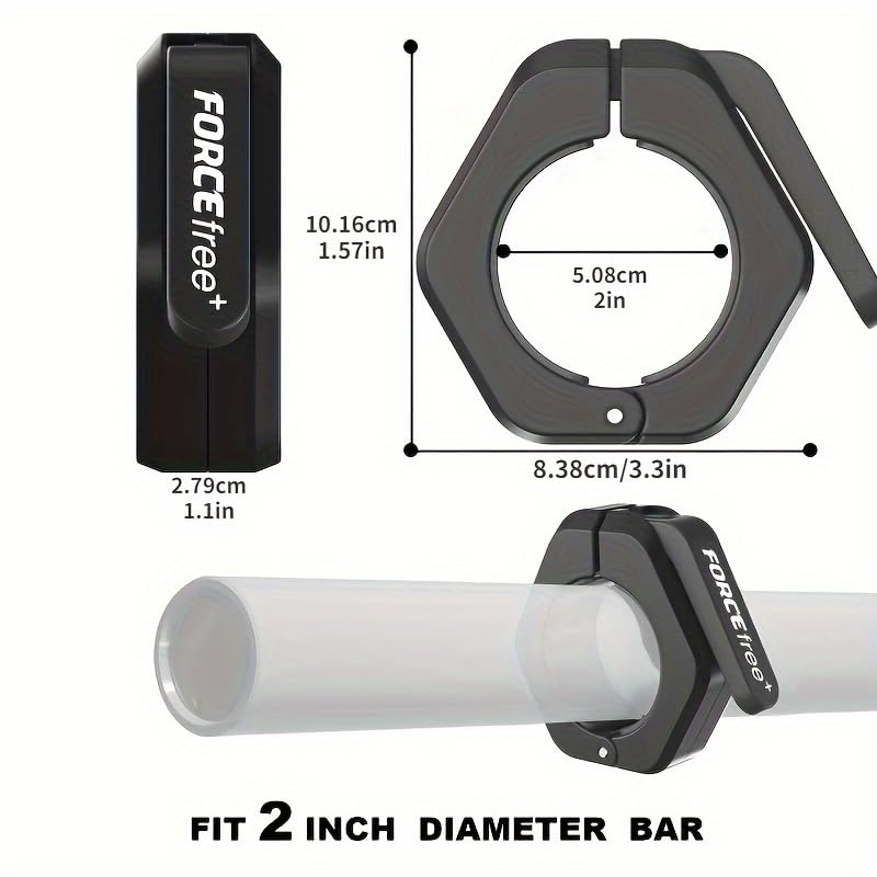 Forcefree+ Barbell Clips (Pair), Barbell Clamps, Quick Release Olympic Barbell Clamps with Anti Slip TPR Grip, Barbell Collars for Secure Weightlifting & Powerlifting - color: Black