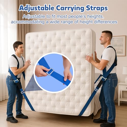 NOCOEX Moving Straps for Heavy Object - 2-Person Lifting and Moving System with Soft Back Pad - Shoulder Lifting Straps for 2 Movers to Easy & Safe Carry Furniture Appliance Mattresse Up to 880lbs - color: Blue