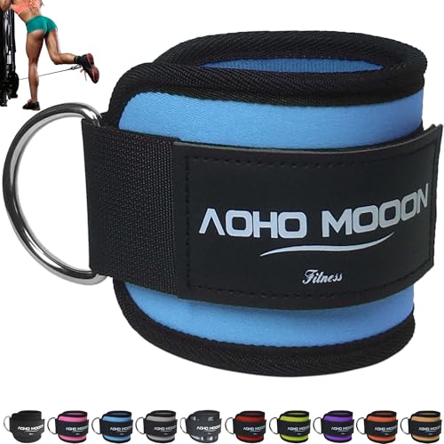 AOHO MOOON Ankle Strap (1 Pieces) for Cable Machine Women - Gym Workout Leg Strap, Premium Padding Ankle Cuffs, Glute Kickback Exercises Equipment, Pulley Attachment, One Size Fit All - color: Blue