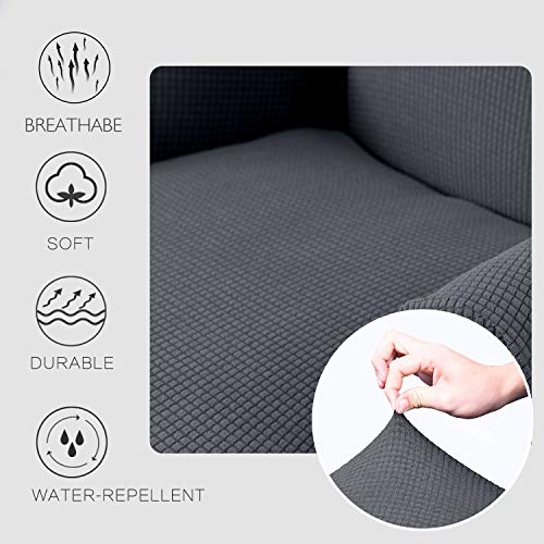 Granbest Premium Water Repellent Wingback Chair Cover 2-Piece High Stretch Jacquard Fabric Wing Back Chair Slipcovers (Wing Chair Cover, Gray) - color: Grey