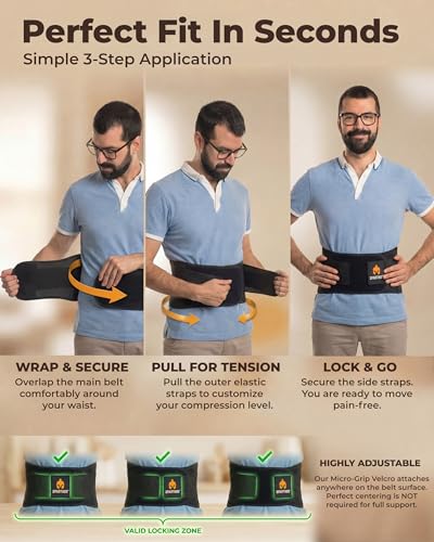 Sparthos Back Brace for Women & Men, Sciatica, Lower Back Pain - Black-LG - color: Black, size: Large (Pack of 1)
