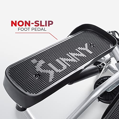 Sunny Health & Fitness Twist Stair Stepper with Resistance Bands | Low-Impact, Side-Twist Motion, Adjustable Step Height, Hydraulic Resistance, SunnyFit App, Up to 350 lb Capacity - color: Grey