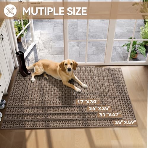 Indoor Door Mat 24"x72",Door Mat Indoor Entrance Dirt Resistant and Absorbent Non-Slip Rubber Backing Front Door Mats Washable Low-Profile Mats for Entryway, Inside Entrance Easy Clean Brown - color: A- Brown, size: 24"x72"