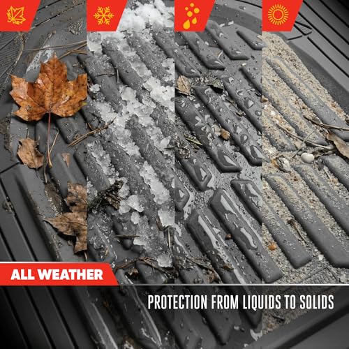 Motor Trend FlexTough LITE Rubber Car Mats Full Set - All Weather Floor Mats for Trucks, Cars & SUVs - Automotive Waterproof Gray Car Floor Mats for Cars Interior Accessories Universal Trim-to-Fit - color: Gray Lite, style: Full Set