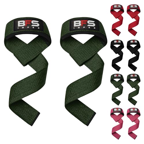 Lifting Straps for Weightlifting, Weightlifting Cotton Straps with Neoprene Padding for Men women Gym Wrist Straps for Bodybuilding powerlifting, Strength Training and Deadlifting - color: ARMY GREEN