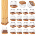 32 Pcs Chair Leg Floor Protectors Square, Silicone Chair Leg Protectors for Hardwood Floors, Chair Leg Caps Covers Protect Wooden Floors from Scratching, Thick, Won't Tear (Fit: 9/10" - 1") | Thick, Durable & Tear-Resistant Silicone Furniture Pads Caps Pr