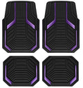 PIC AUTO Heavy Duty Rubber Floor Mats, Purple Aluminum Film Car Mats Set, Front and Rear Car Mats with Anti-Slip Backing, All Weather Protection, Trim-to-Fit for Automotive SUV, Sedan, Van - color: Purple