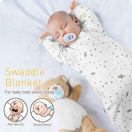 Transitional Baby Swaddling Sack with Arms Up Length Sleeves Mitten Cuffs 6-12 Months Wearable Swaddling Blanket Sleeping Bag Cotton for Newborns Boys Girls Sleep Sacks Snug Fit Calms Startle Reflex - color: Lucky Star, size: L ( 6-12 Months, 20-29 Lbs )