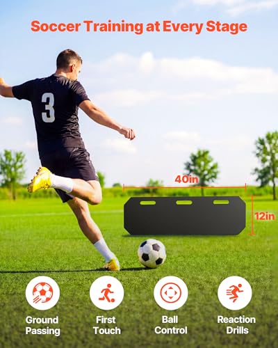 VEVOR Soccer Rebounder Board, Mult-Adjustable Angles Portable Soccer Rebound Wall, Foldable Kickback Board, Soccer Practice Equipment, Ideal for Kids & Adults Passing & Shooting Drills - size: 40" x 12"