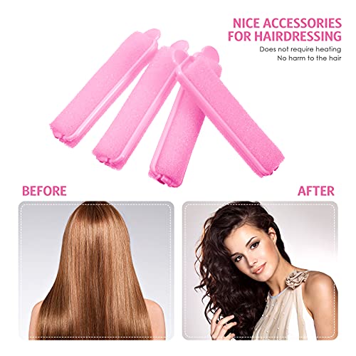 Syhood 43 Pcs Foam Sponge Hair Rollers Women 0.59 Inch Soft Sleeping Curlers Flexible Sponge Curler Tool and Rat Tail Comb for Hair Styling Hairdressing Overnight Curl and Volume(Pink) - color: Pink