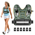 Adjustable Weighted Vest for Women, 6-12lb U-Shaped Weight Vest with 6 Iron Sand Bags & Adjustable Buckle Straps, Rucking Vest with Plus Pockets for Running, Walking and Strength Training - color: Green