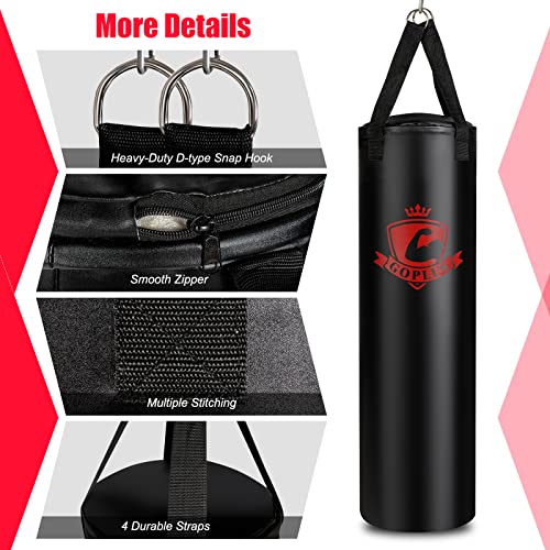 Goplus Punching Bag for Adults, 64LBS Filled Hanging Boxing Bag Set with 12OZ Boxing Gloves & 95” Hand Wraps, Suitable for Home Gym Workout, Kickboxing, MMA, Muay Thai, Krav MAGA, Taekwondo, Karate
