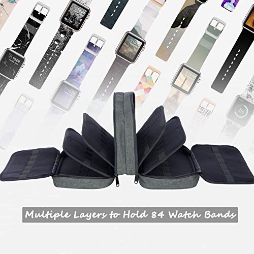 PACMAXI 84 Watch Bands Storage Carrying Case Compatible with Watches | Expandable Watch Band Holder Fit for Most Sizes of Watch Straps, Organizer for Watch Bands Accessories, Bag Only,Grey - color: Dark Grey