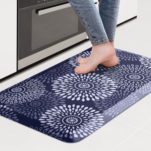 LuxStep Kitchen Mat Waterproof Kitchen Rugs for Floor Cushioned Anti-Fatigue Mat Non-Slip Standing Desk Mat Comfort Floor Mats for House Sink Office 17.3" x 28" Blue - color: Blue, size: 28"L x 17.3"W x 0.5"Th