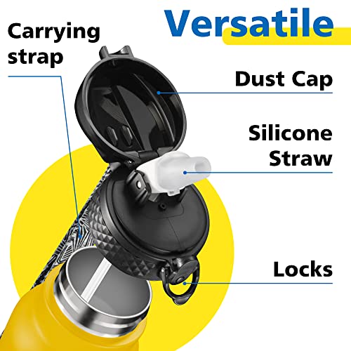 Han's Bottle Sports Water Bottle - 24 Oz, Straw Lid, Leak Proof, Vacuum Insulated Stainless Steel, Double Walled, Thermo Mug,Ginger - color: Ginger, size: 24 Ounces