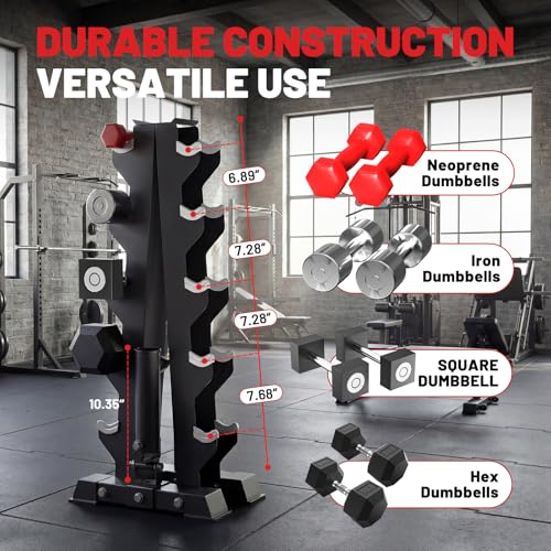 Hex Dumbbell Sets with Rack, 85-560lb Dumbbell Weight Set & Storage Rack | PAPABABE Dumbbell Set with Stand, Rubber Dumbbell Weight Set, Multiple Options Hand Weight for Strength Training - size: 16.5" (L) x 10.7" (W) x 39.57" (H)