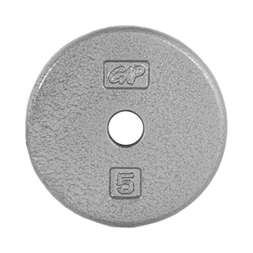 CAP Barbell Standard 1-Inch Cast Iron Weight Plates - Singles & Sets | 1.25-50 lbs | Multiple Options - color: Gray, size: 5 lb - Single
