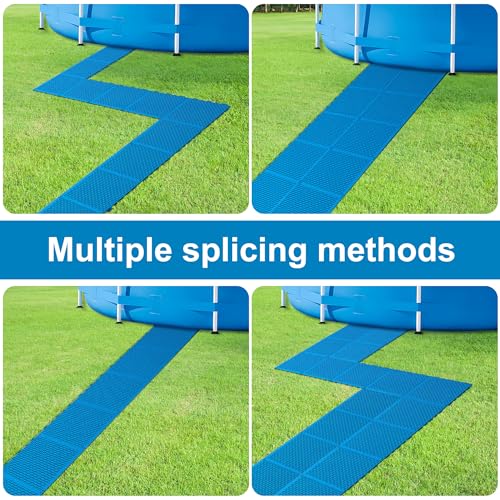 Moonoom 16 Pcs Ground Pool Drainage Walkway, 10.3" x 10.3" Floor Protector Mat, Non-Slip Plastic Modular Interlocking Cushion for Protecting Lawn and Away From Litter