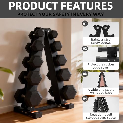 BalanceFrom Dumbbell Rack Stand, Multi-Tier Weight Rack for Dumbbells & Kettlebells, Heavy Duty Home Gym Storage Rack, Includes 25 lb Dumbbell Pair, Black - style: 25LB Pair and A-Frame Rack