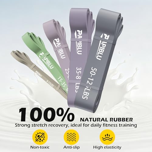Pull Up Bands, Resistance Bands Set for Pull-Up Assistance, Exercise Bands with Door Anchor & Grip Pads for Men & Women Working Out, Physical Therapy, Muscle Training - color: Grey