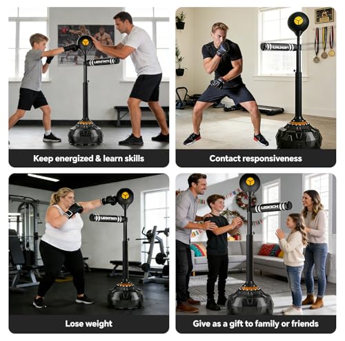 Freestanding Reflex Bag,360° Punching Bag Spinning Bar with Stand,Height Adjustable for Boxing Speed Trainer- for Adults & Teenagers.