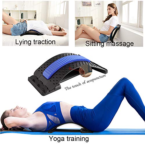 HONGJING Back Stretcher, Back Cracker for Back Pain Relief Lumbar Traction Spine Deck with Acupressure Massage, Great for Herniated Disc, Sciatica, Scoliosis - color: Blue