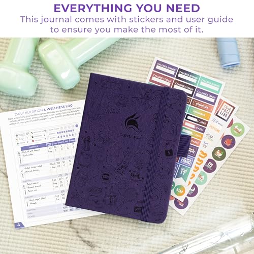 Clever Fox Fitness & Food Journal, Workout Planner, 4.2"x5.7" Purple | Lasts 3 months, undated hardcover exercise & weight loss journal for women, gym, diet, meal tracker, calorie counter book - color: Purple, size: Pocket (4.2" x 5.7")