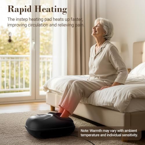 CuPiLo Foot Massager FSA Eligible HSA 2026 Upgraded, Birthday Gifts for Women Men | 5 Levels Compression & Vibration Massage for Plantar Fasciitis Relief, Heat & 3 Kneading, NTC Temperature Control - color: Black