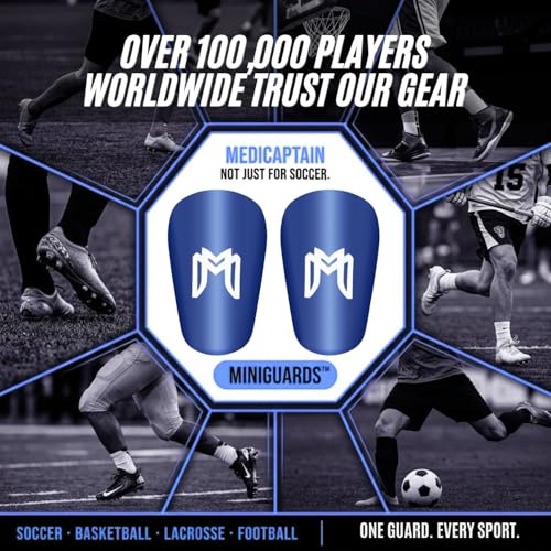 MediCaptain MiniGuards - Mini Shin Guards for Soccer Players - Tiny Shin Pads for Men, Women, Teens - Miniature Shin Guards 3.9 x 2.4 inch - Perfect for High Level Soccer Athletes - color: Blue