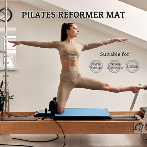 Non-Slip Pilates Reformer Mat, 1.2 mm Thick, 39 x 24 inch | Foldable Lightweight Pilates Reformer Machine Exerxise Mat Towel Cover for Gym Fitness - color: Blue
