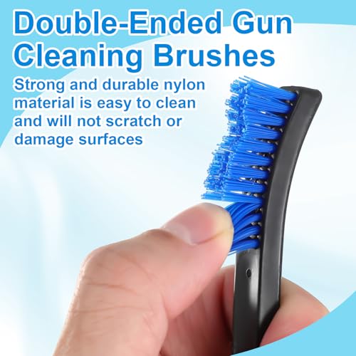 Boao 20 Packs Double-Ended Gun Cleaning Brushes 7 Inch Nylon All Purpose Cleaning Brush with Plastic Handle (Blue) - color: Blue
