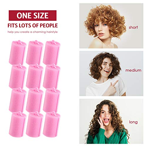 Syhood 12 Pcs Jumbo Foam Sponge Hair Rollers 1.89 Inch Soft Sleeping Curlers Flexible Large Foam Rollers and Rat Tail Comb for Hair Styling(Pink) - color: Pink