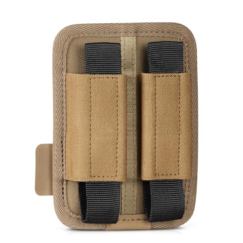 Savior Equipment Tactical Pistol Mag Pouch 9mm .40 45acp Open-Top Single & Double Stack Mag Holder Softshell Mags Storage Universal Magazine Carrier, Elastic Band to Hold Tight, Hook-Backed Panel - color: Dark FDE (2-Slot)