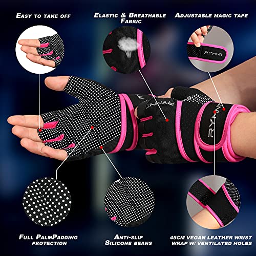 Workout Gloves with Wrist Wrap Support, Weight Lifting Gloves with Full Palm Protection & Extra Grip for Men Women Gym Exercise, Fitness, Weightlifting, Pull ups - color: Pink, size: Large