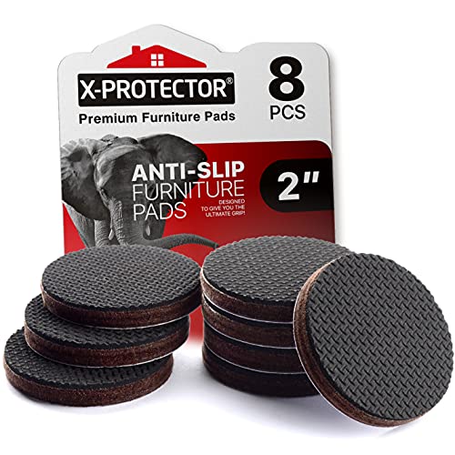 X-PROTECTOR Non Slip Furniture Pads - 8 pcs Premium Furniture Grippers 2"! | Self-Adhesive Rubber Feet Furniture Feet - Ideal Non Skid Furniture Pad Floor Protectors - Keep Furniture in Place! - size: 8 Round 2"