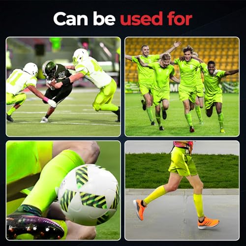 MediCaptain Pre Cut Soccer Sock Sleeves, Companion for Soccer Grip Socks, Securely Holds Shin Guards, Compression Leg Warmer - color: Neon