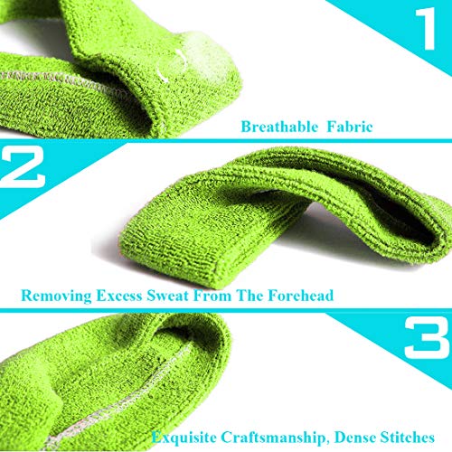 3 Pack Men & Women Sports Sweatbands Headbands - color: Green,Blue,Gray
