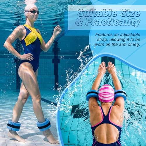 Soulchen Pool Exercise Set Including Long Aquatic Exercise Dumbbells,Pool Ankle Weights,Swim Belt,Water Aerobics Water Aerobics Equipment Set for Full Body Swim Training Kit - color: Blue, size: Large