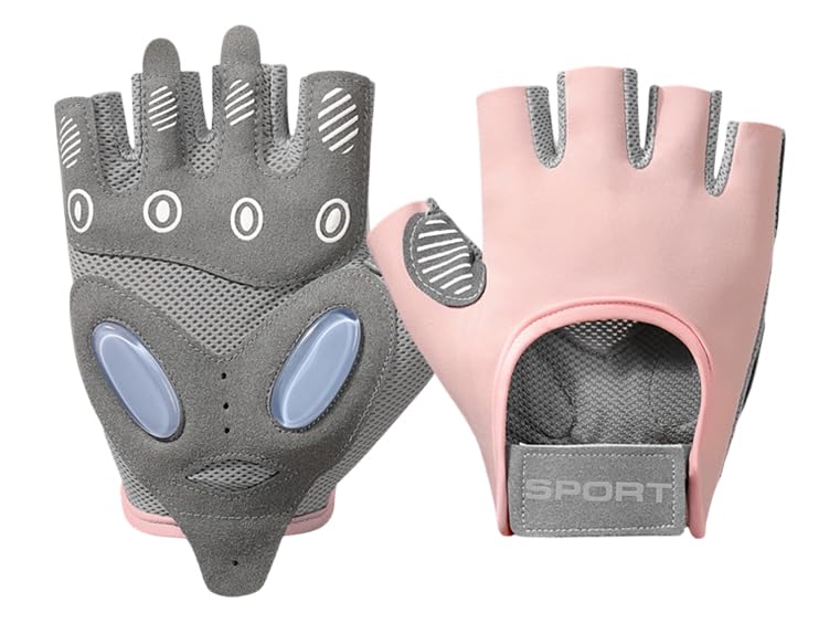 Women Workout Gloves Protection Dumbbell Glove Lightweight Breathable Glove - color: Pink, size: Medium